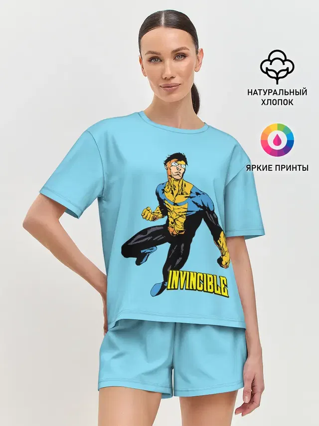 Женская пижама с шортами с принтом «Invincible»