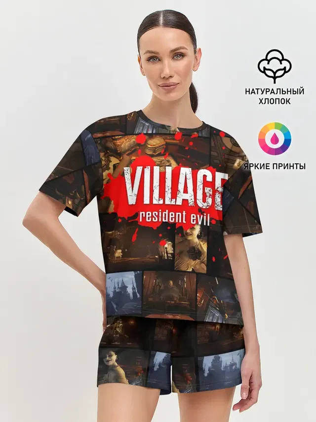 Женская пижама с шортами с принтом «Castle Dimitrescu — RESIDENT EVIL 8 VILLAGE»