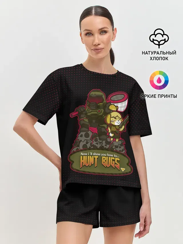 Женская пижама с шортами с принтом «Animal Crossing — Doom x Animal crossing»
