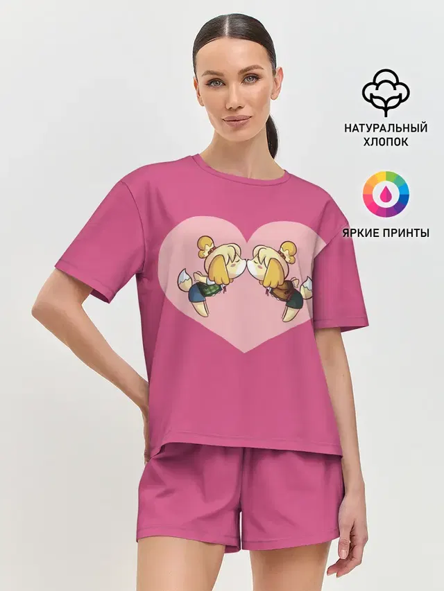 Женская пижама с шортами с принтом «Animal Crossing — Sweet Isabelle»