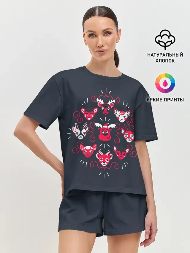 Женская пижама с шортами с принтом «Animal Crossing — Deer»