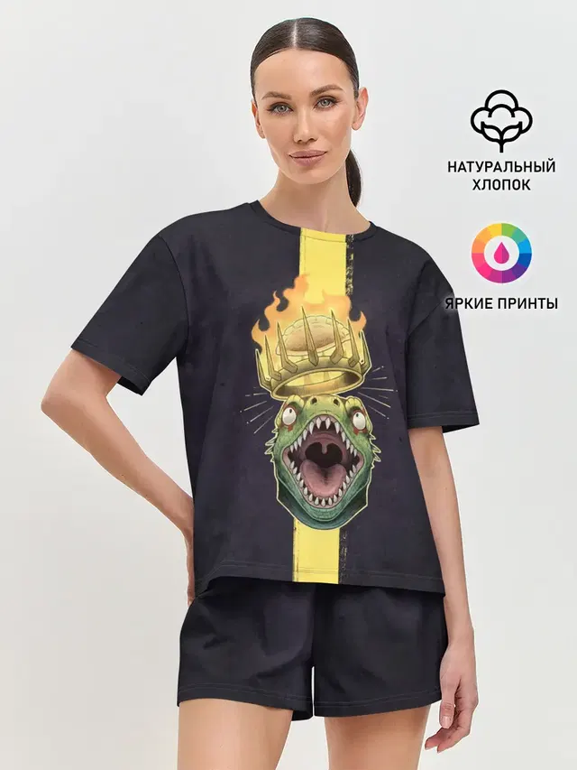Женская пижама с шортами с принтом «Дорохедоро — King Caiman»
