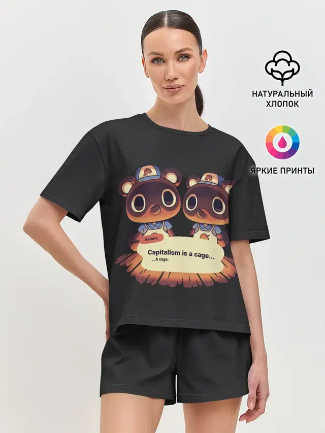 Женская пижама с шортами с принтом «Animal Crossing — Seller Crossing»