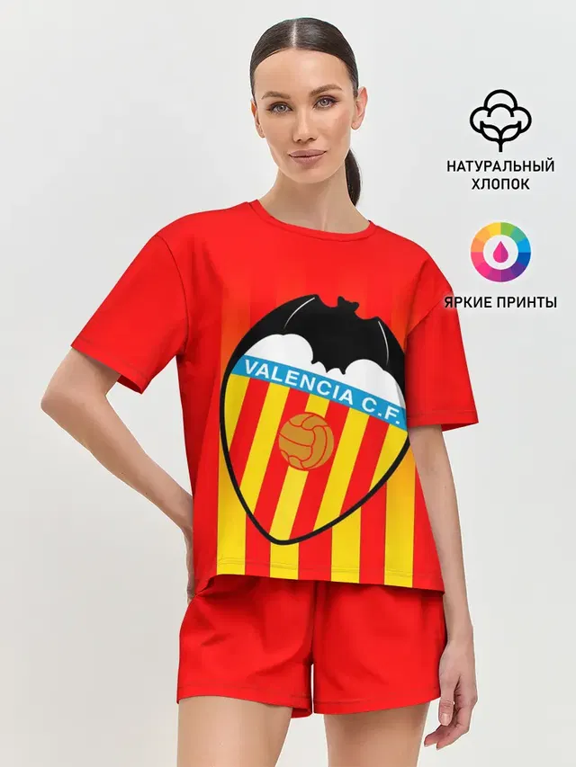 Женская пижама с шортами с принтом «Valencia — FC VALENCIA — ФК ВАЛЕНСИЯ»