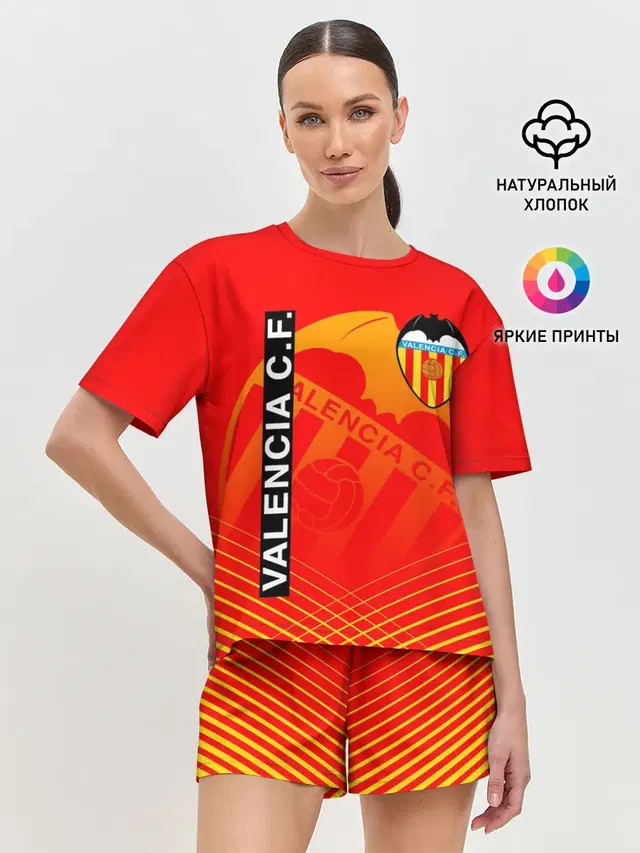 Женская пижама с шортами с принтом «Valencia — FC VALENCIA — ФК ВАЛЕНСИЯ»