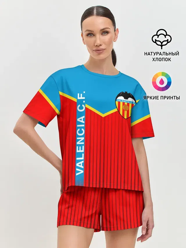 Женская пижама с шортами с принтом «Valencia — FC VALENCIA — ФК ВАЛЕНСИЯ»