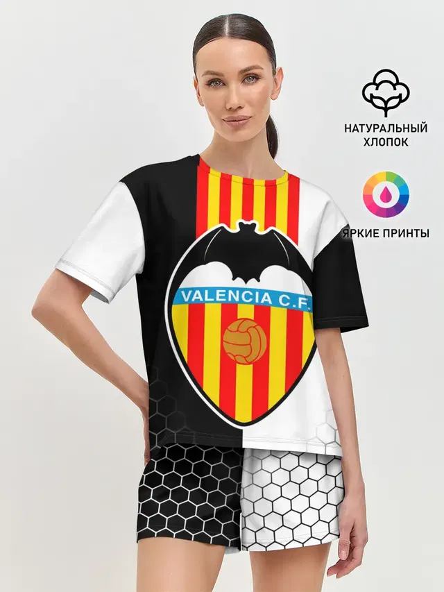 Женская пижама с шортами с принтом «Valencia — FC VALENCIA — ФК ВАЛЕНСИЯ»