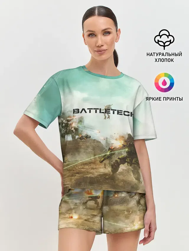 Женская пижама с шортами с принтом «BattleTech — Битва мехов»