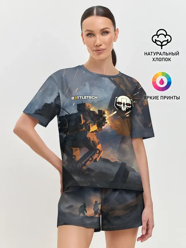 Женская пижама с шортами с принтом «BattleTech — Battletech warrior»