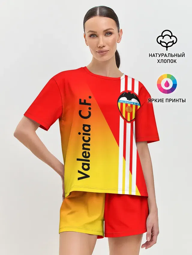 Женская пижама с шортами с принтом «Valencia — FC VALENCIA — ФК ВАЛЕНСИЯ»
