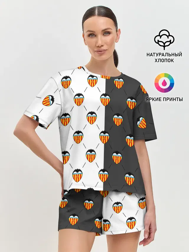 Женская пижама с шортами с принтом «Valencia — FC VALENCIA — ФК ВАЛЕНСИЯ»
