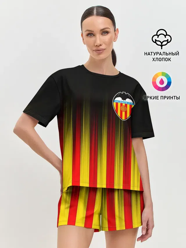 Женская пижама с шортами с принтом «Valencia — FC VALENCIA — ФК ВАЛЕНСИЯ»
