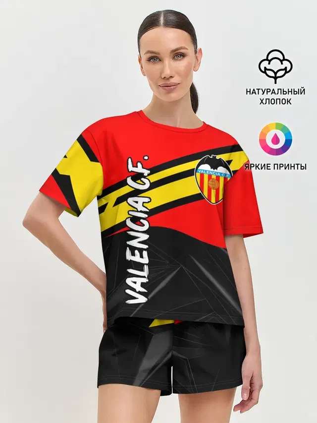 Женская пижама с шортами с принтом «Valencia — FC VALENCIA — ФК ВАЛЕНСИЯ»