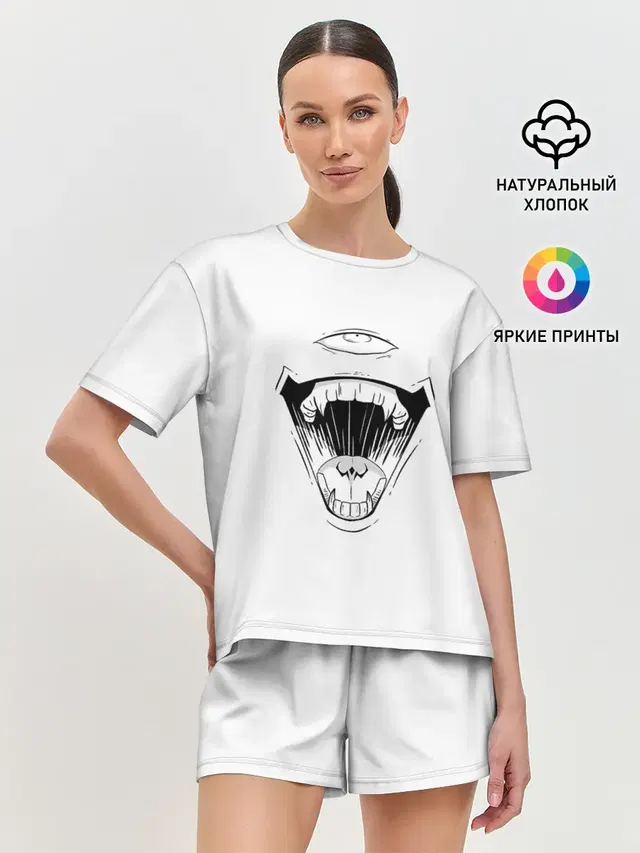 Женская пижама с шортами с принтом «Магическая битва — Sukunas Laugh»