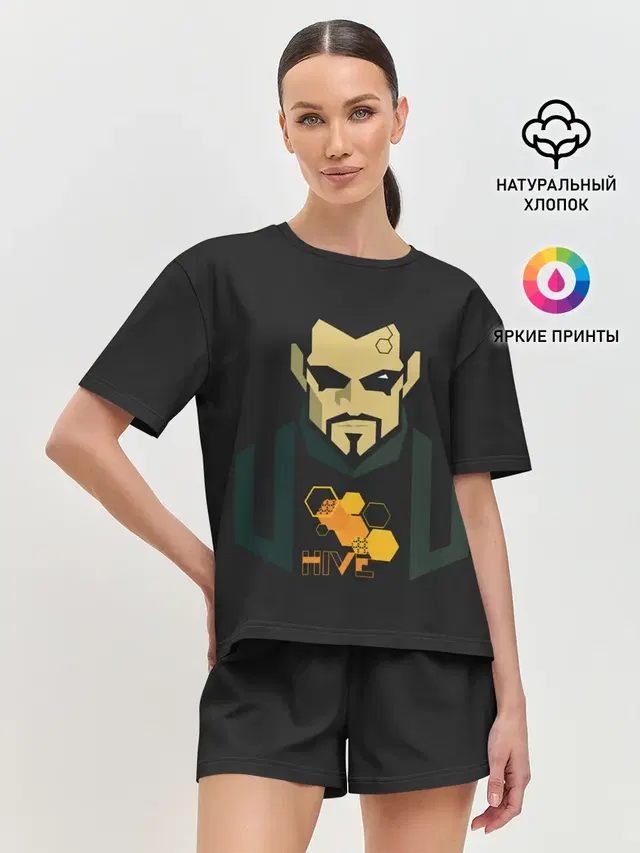 Женская пижама с шортами с принтом «Deus Ex — Адам»