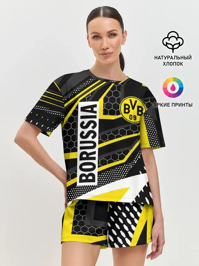 Женская пижама с шортами с принтом «Borussia — ФК БОРУССИЯ — FC BORUSSIA»