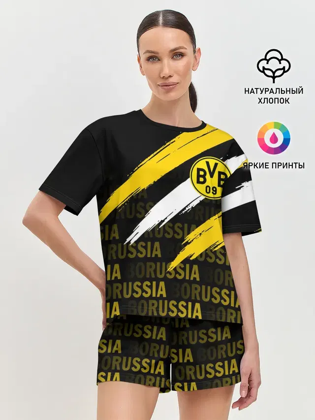 Женская пижама с шортами с принтом «Borussia — ФК БОРУССИЯ — FC BORUSSIA»