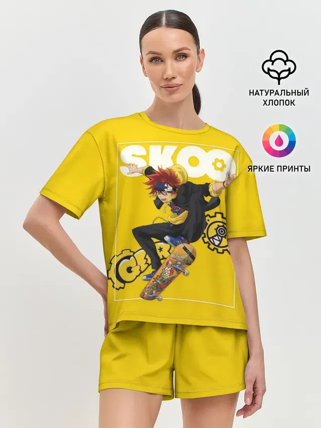 Женская пижама с шортами с принтом «Аниме — SK8 the Infinity, Реки Кян»