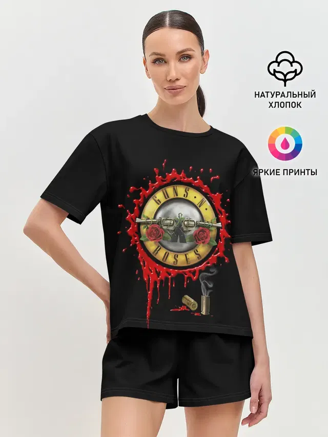 Женская пижама с шортами с принтом «Разный рок — GUNS N ROSES»