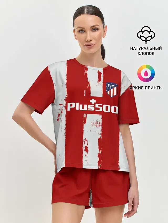 Женская пижама с шортами с принтом «Atletico Madrid — Суарес Атлетико форма 2021/22»