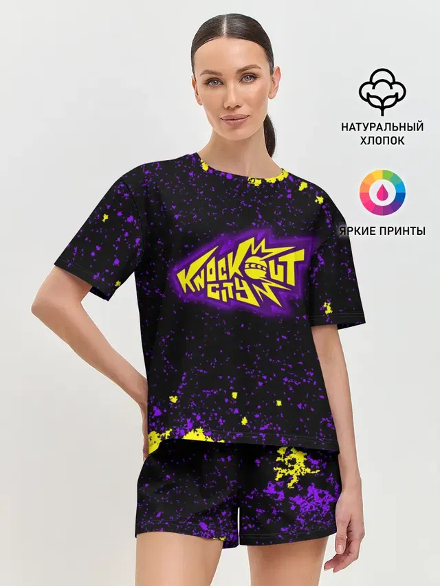 Женская пижама с шортами с принтом «The knockout city — Knockout City, logo»