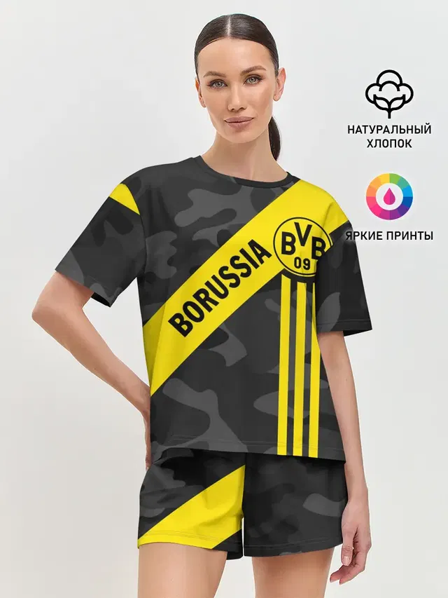 Женская пижама с шортами с принтом «Borussia — ФК БОРУССИЯ — FC BORUSSIA»