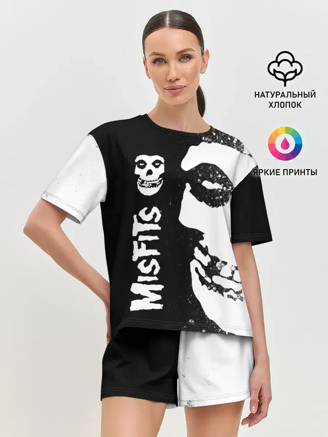 Женская пижама с шортами с принтом «Разный рок — MISFITS [1]»