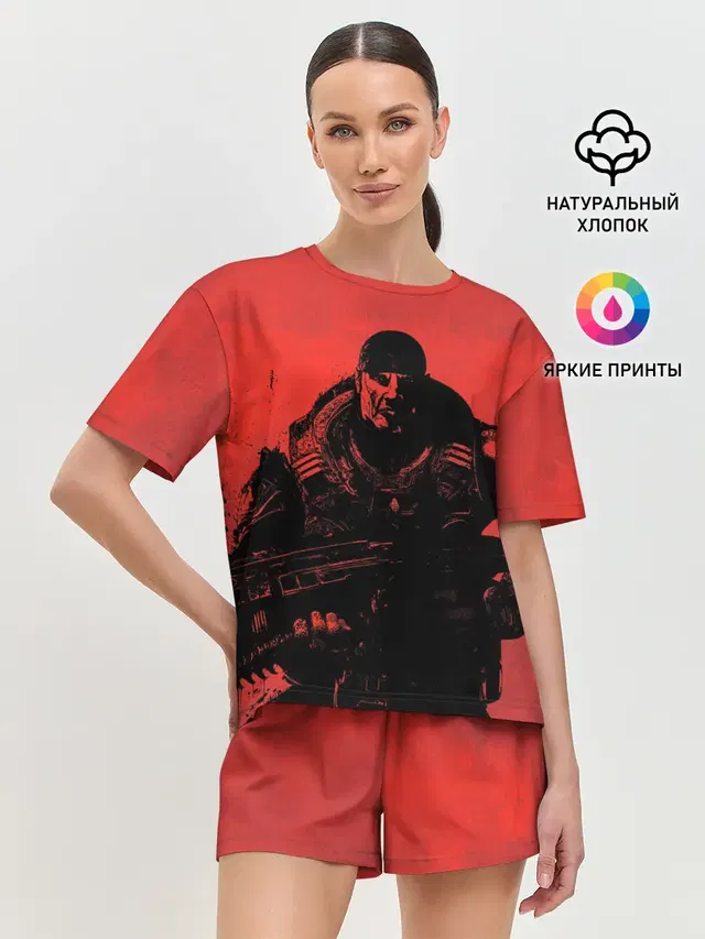 Женская пижама с шортами с принтом «Gears of War — Злой Маркус»