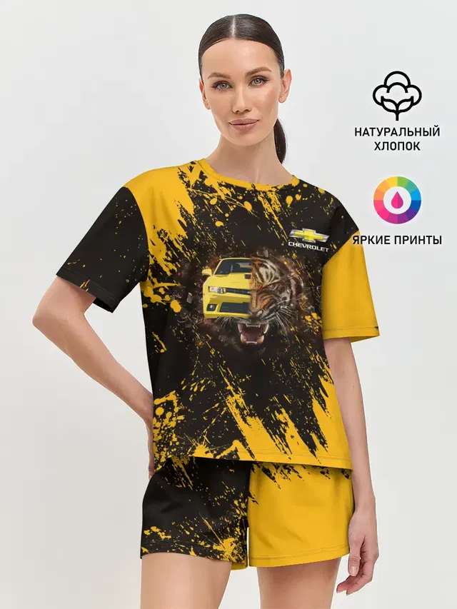 Женская пижама с шортами с принтом «Tiger»