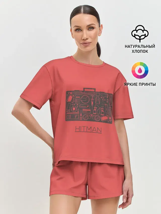 Женская пижама с шортами с принтом «Hitman — Secret case»