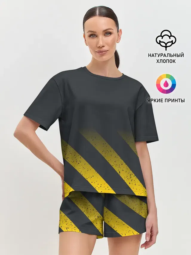 Женская пижама с шортами с принтом «Black»