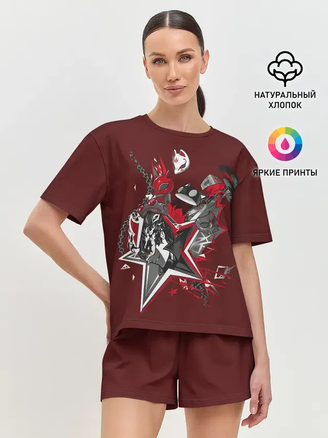 Женская пижама с шортами с принтом «Persona 5 — Mask of Ren»
