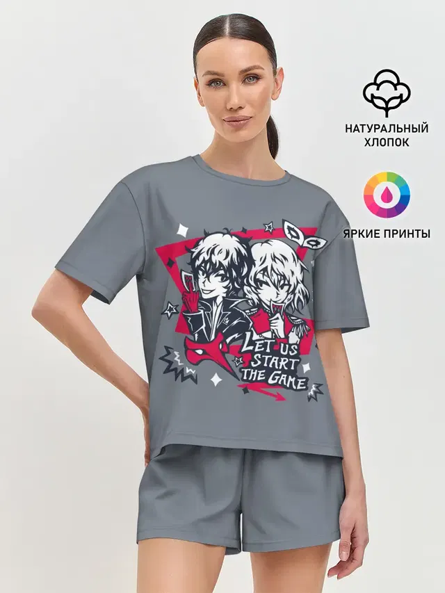 Женская пижама с шортами с принтом «Persona 5 — Начнём игру»