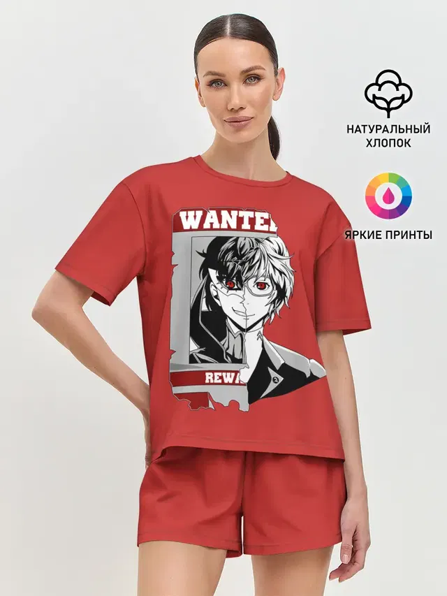 Женская пижама с шортами с принтом «Persona 5 — Разыскивается Рей»