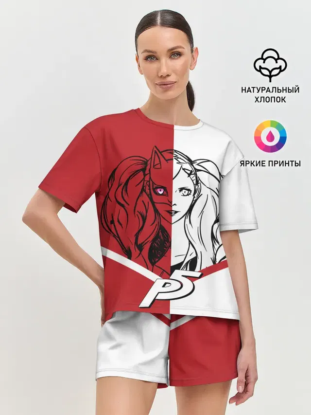 Женская пижама с шортами с принтом «Persona 5 — Ann Takamaki»
