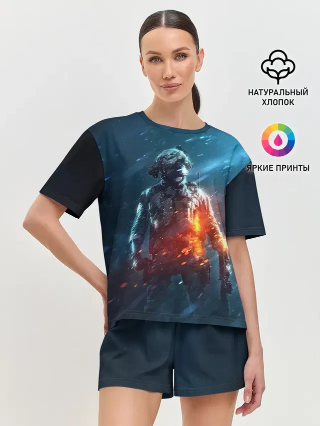 Женская пижама с шортами с принтом «BATTLEFIELD — Батлфилд»