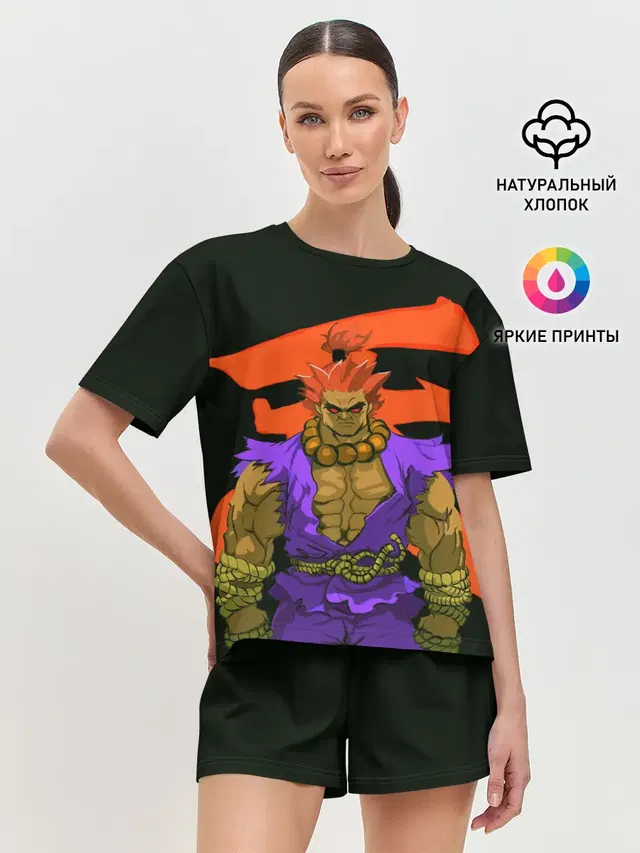 Женская пижама с шортами с принтом «Street Fighter — Бланка»