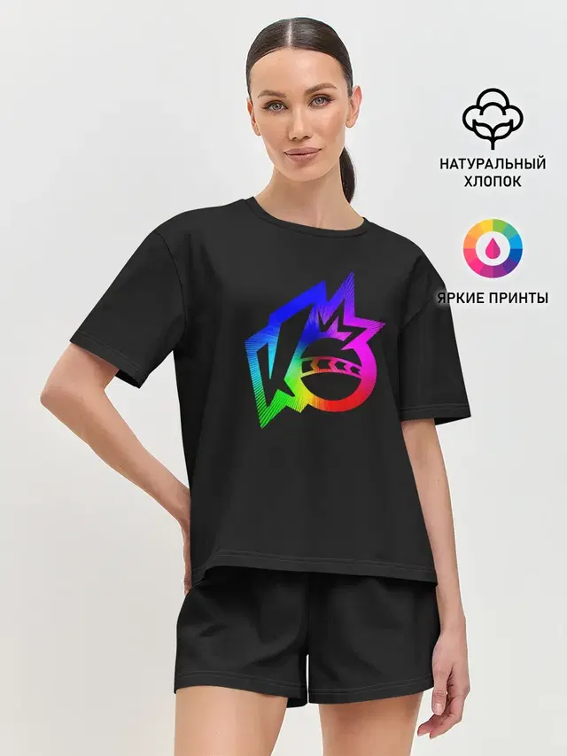 Женская пижама с шортами с принтом «The knockout city — Knockout city. Rainbow logo»