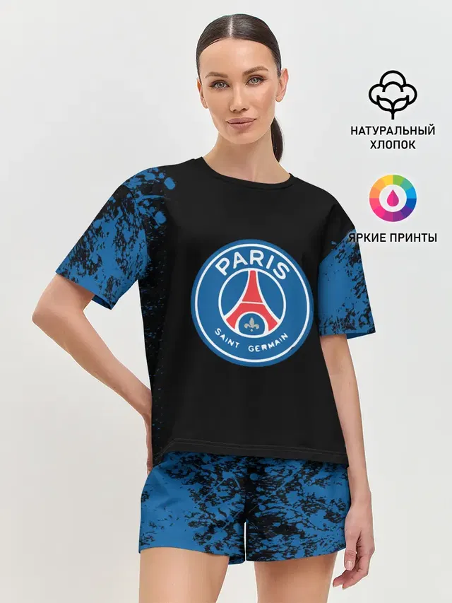 Женская пижама с шортами с принтом «ПСЖ — Paris Saint-German»