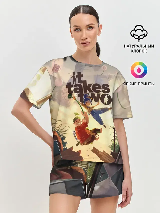 Женская пижама с шортами с принтом «It takes two — Коди и Мэй»