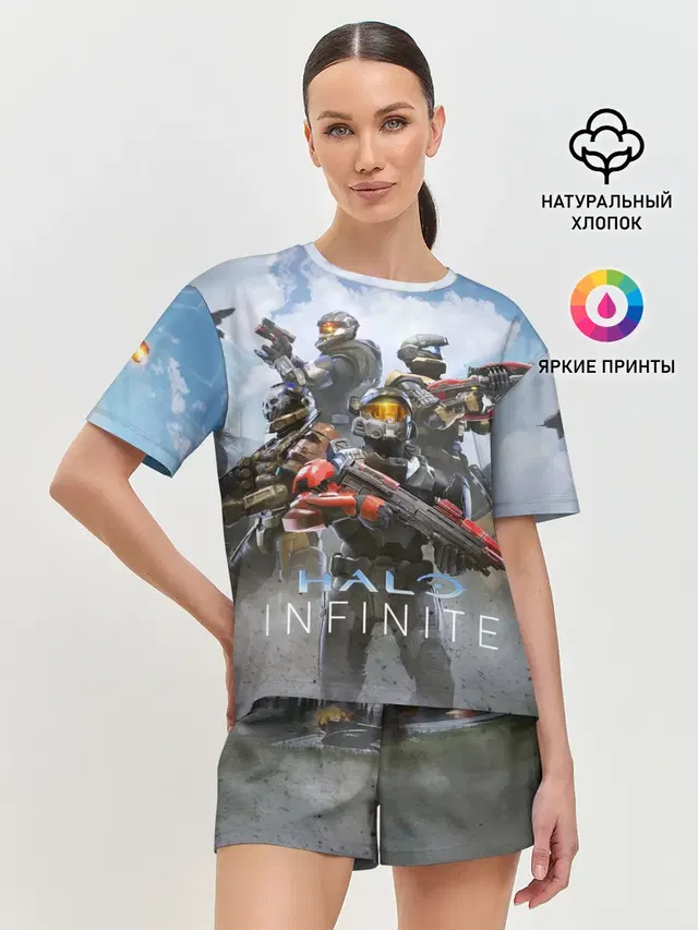 Женская пижама с шортами с принтом «Halo infinite Мультиплеер»