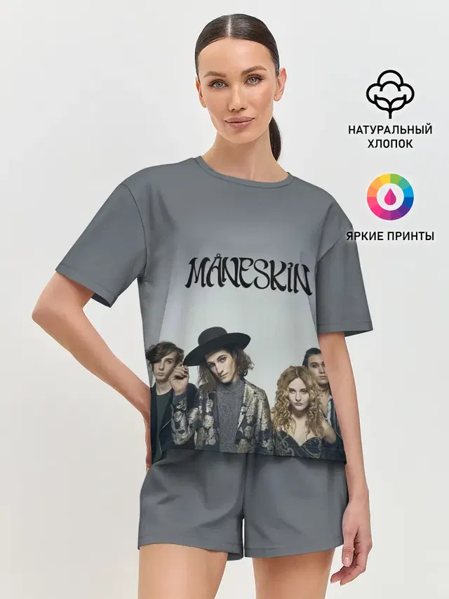 Женская пижама с шортами с принтом «Maneskin»
