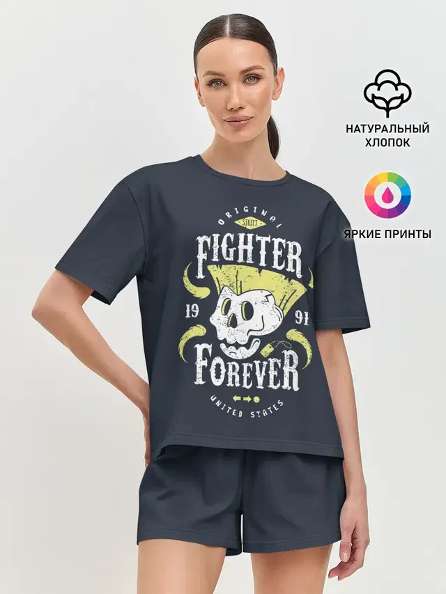 Женская пижама с шортами с принтом «Street Fighter — Fighter forever»