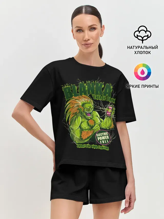 Женская пижама с шортами с принтом «Street Fighter — Энергетик Бланка»