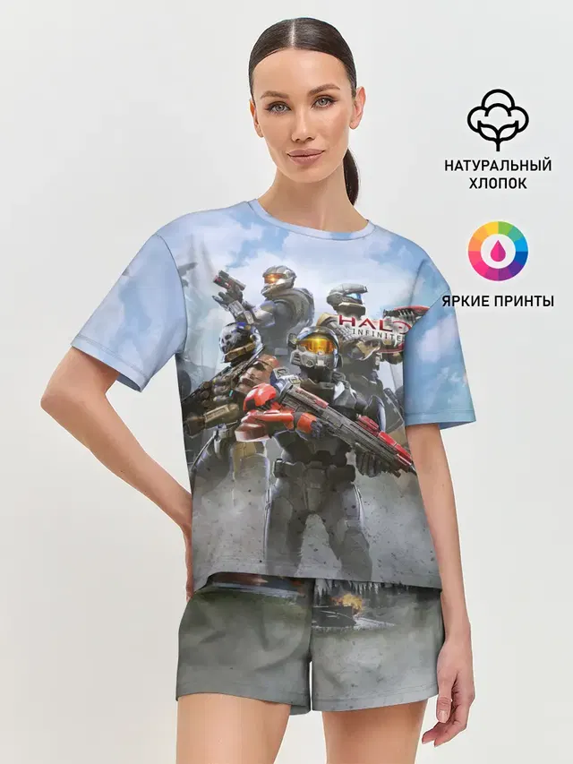 Женская пижама с шортами с принтом «Spartan — Halo Infinite»