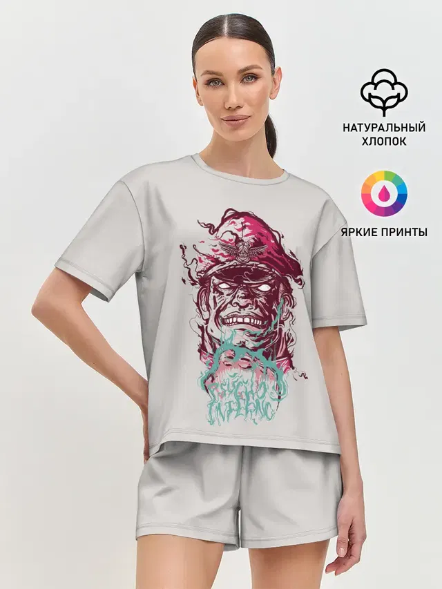 Женская пижама с шортами с принтом «Street Fighter — Psycho Inferno»