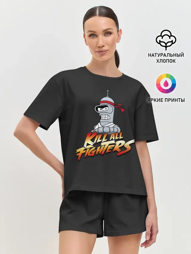 Женская пижама с шортами с принтом «Street Fighter — Боец Бендер»