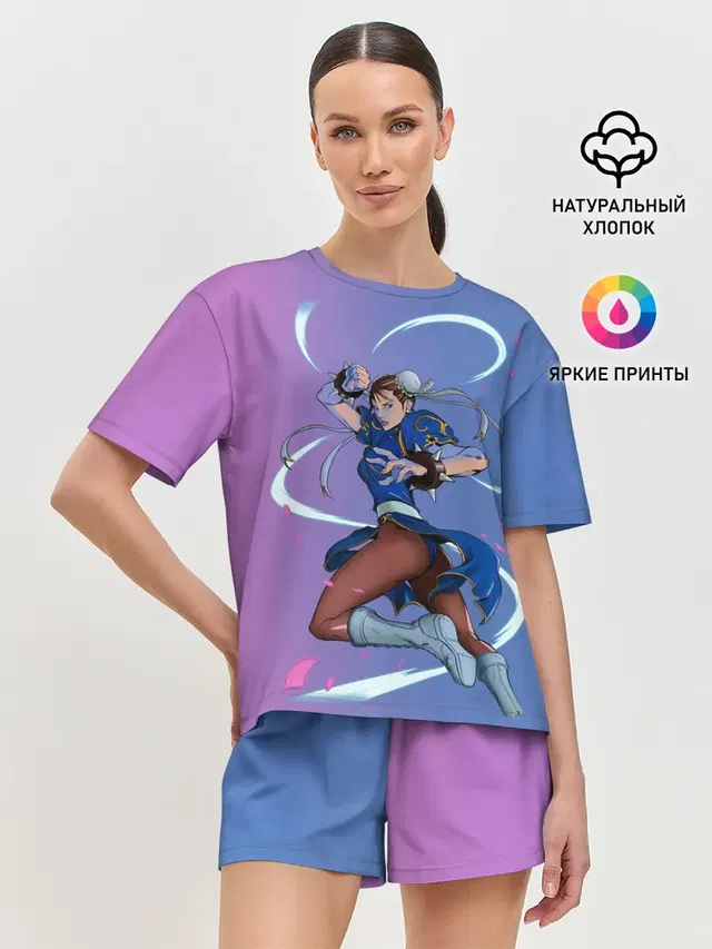Женская пижама с шортами с принтом «Street Fighter — Dengerous Chun Li»