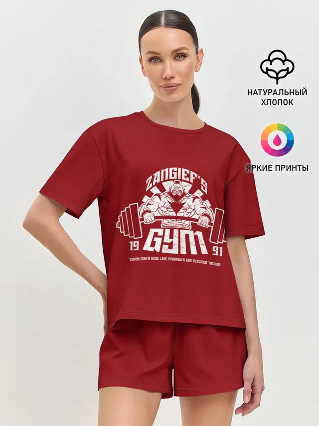 Женская пижама с шортами с принтом «Street Fighter — Качалка Зангиева»