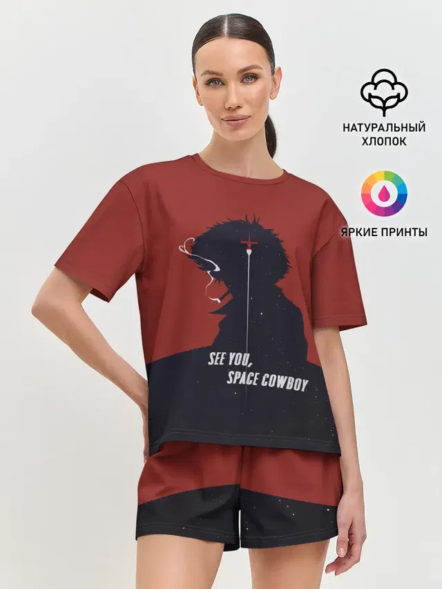 Женская пижама с шортами с принтом «Cowboy Bebop — Cowboy Bebop - Spike»